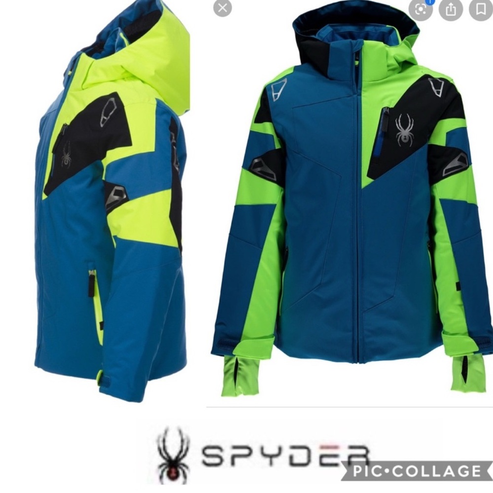 Spyder Kids' Vibrant Blue and Neon Green ski/snowboard Jacket